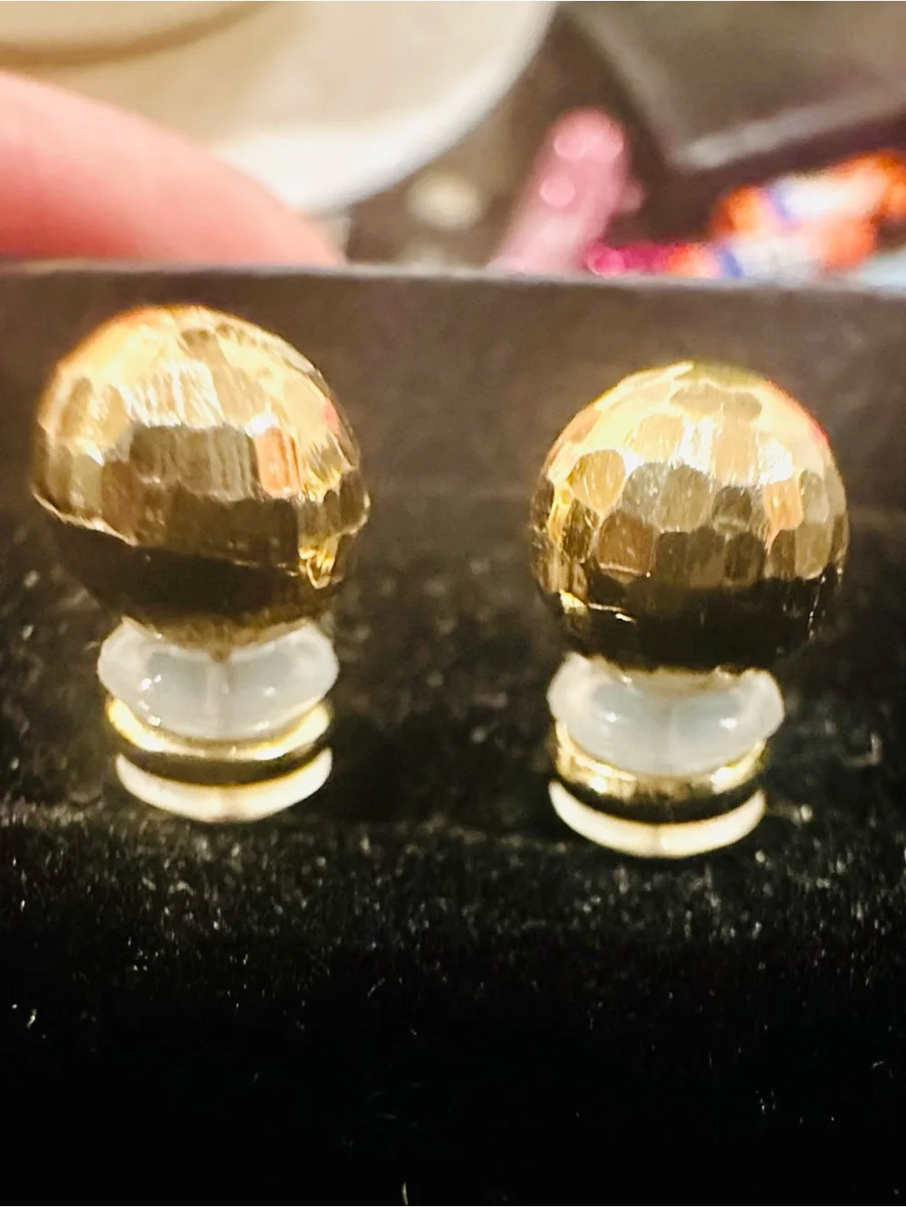 New 14K Solid Gold Earrings Ball disco diamond cut solid 14K gold earrings